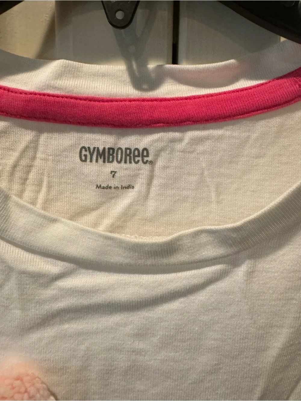 Gymboree White Sequin Bear Long Sleeve Tee with Pink Accents - Size 7